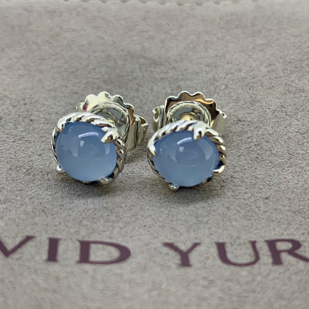 David Yurman Chatelaine Earrings Blue Chalcedony